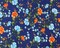 Deep Blue-Multi Poly Spandex Stretch Floral Print DB Jersey Knit Fabric By the Yard